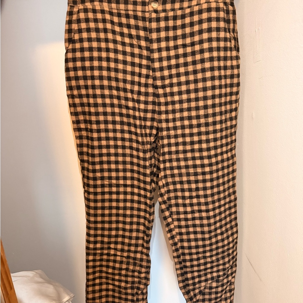 12th Tribe Black and Brown Checkered Pants Size L
